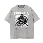 Stone-Washed Sports Graphic Print T-Shirt