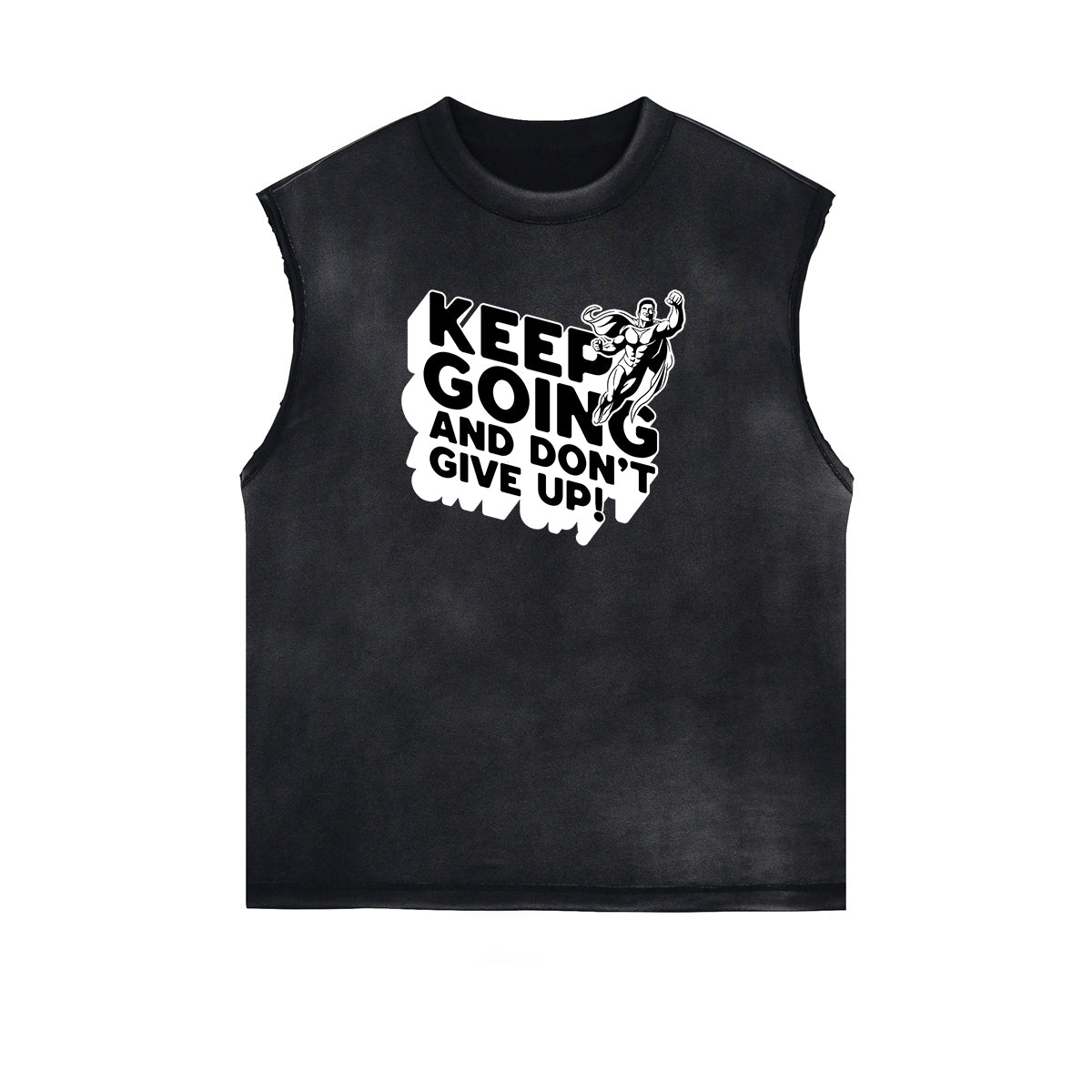 Distressed Bold Typography Sleeveless Tee
