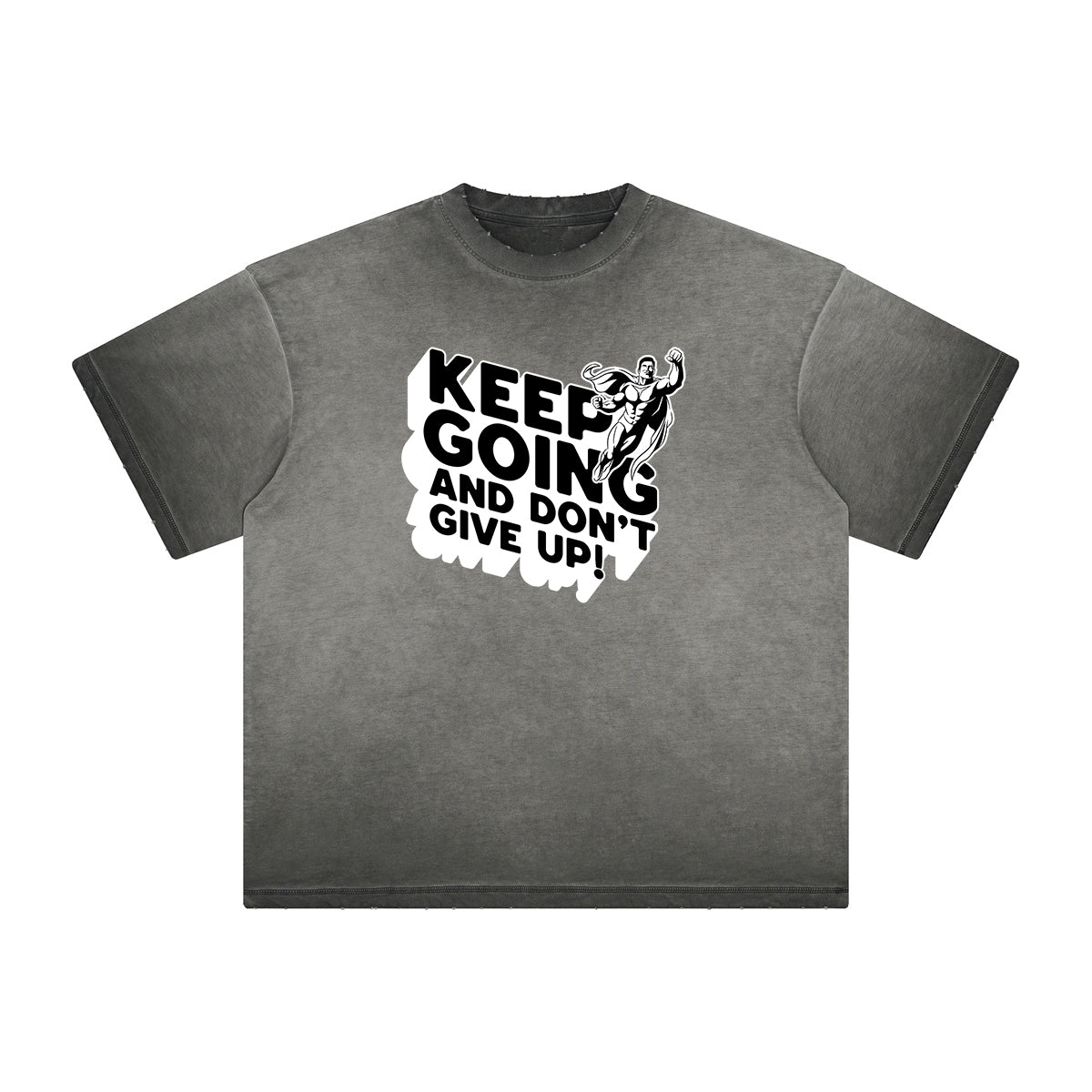 Vintage-Style Frayed Typography Tee
