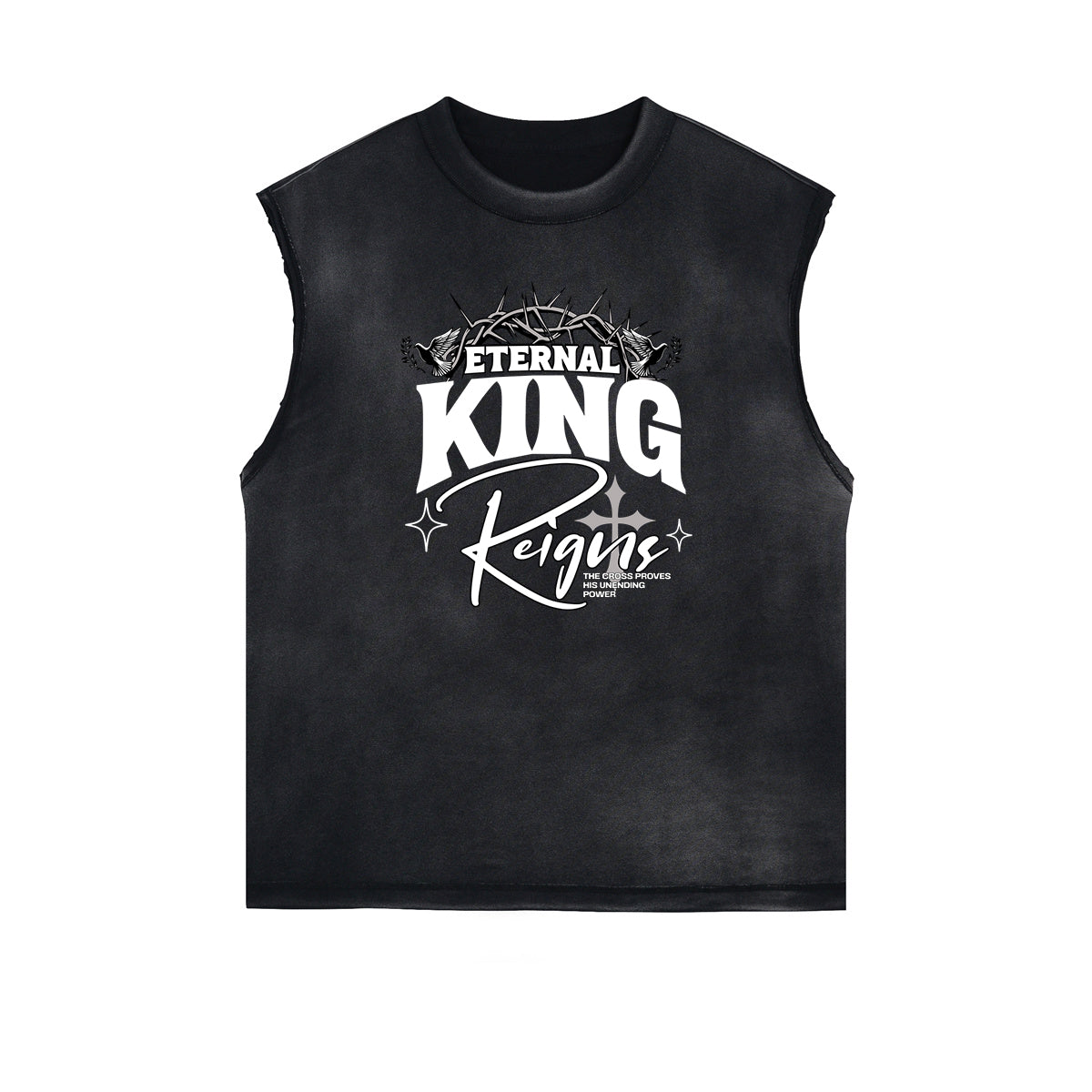 Distressed Bold Typography Sleeveless Tee