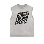 Frayed Edge Bold Typography Tank Top