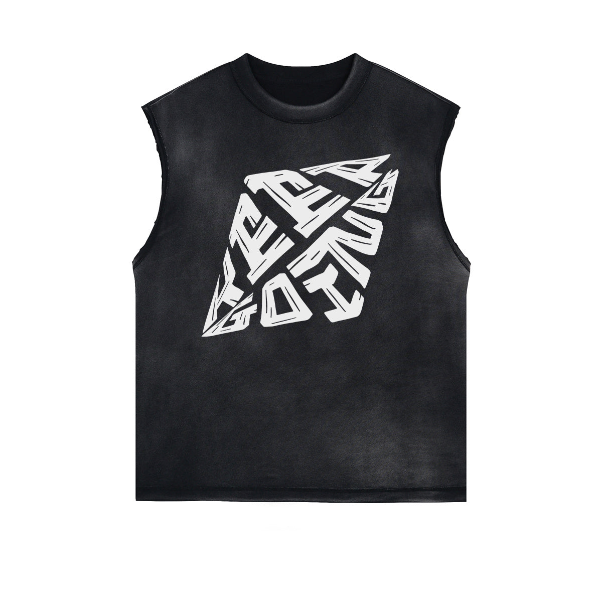 Distressed Bold Typography Sleeveless Tee