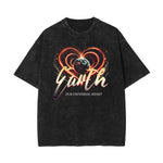 Stone-Washed Bold Typography Crewneck Tee