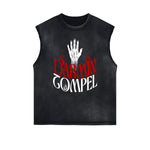 Distressed Bold Typography Sleeveless Tee