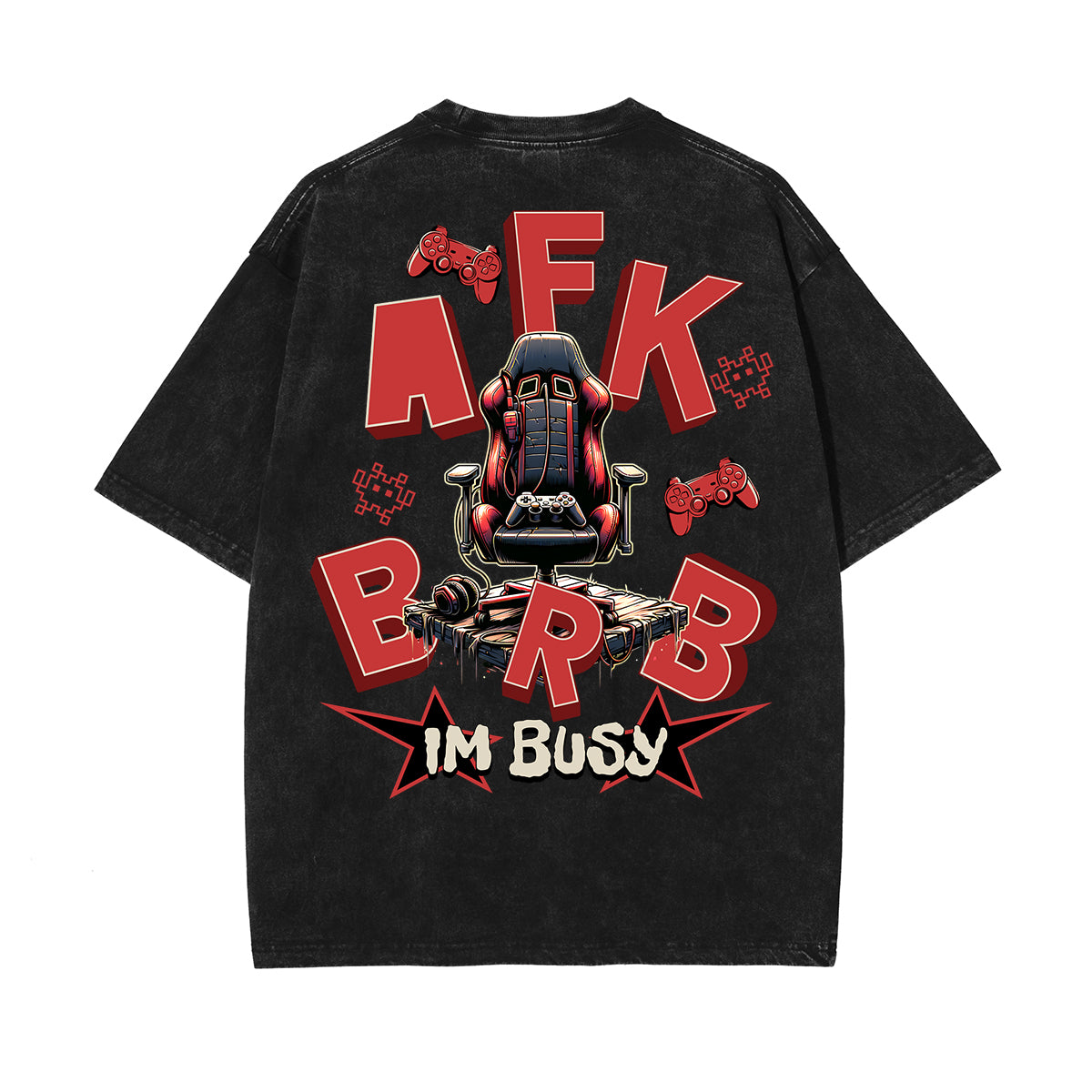 Stone-Washed Bold Typography Crewneck Tee