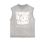 Frayed Edge Bold Typography Tank Top