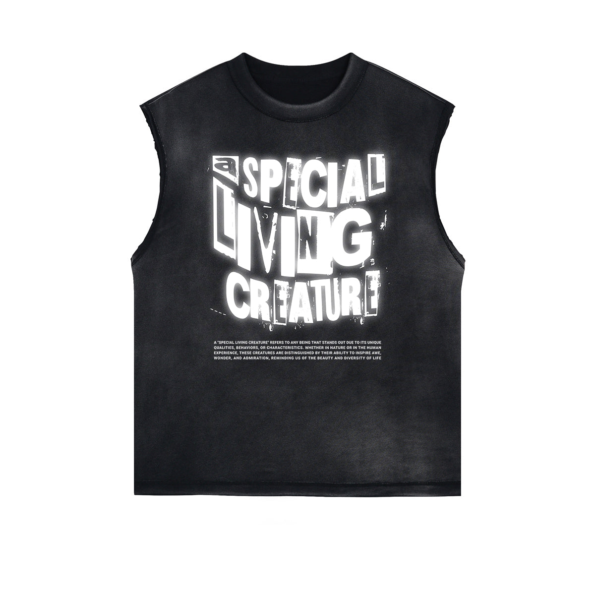Distressed Bold Typography Sleeveless Tee