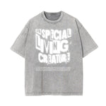 Washed Cotton Graphic Typography T-Shirt