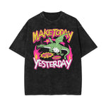 Stone-Washed Bold Typography Crewneck Tee