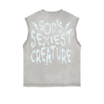 Frayed Edge Bold Typography Tank Top