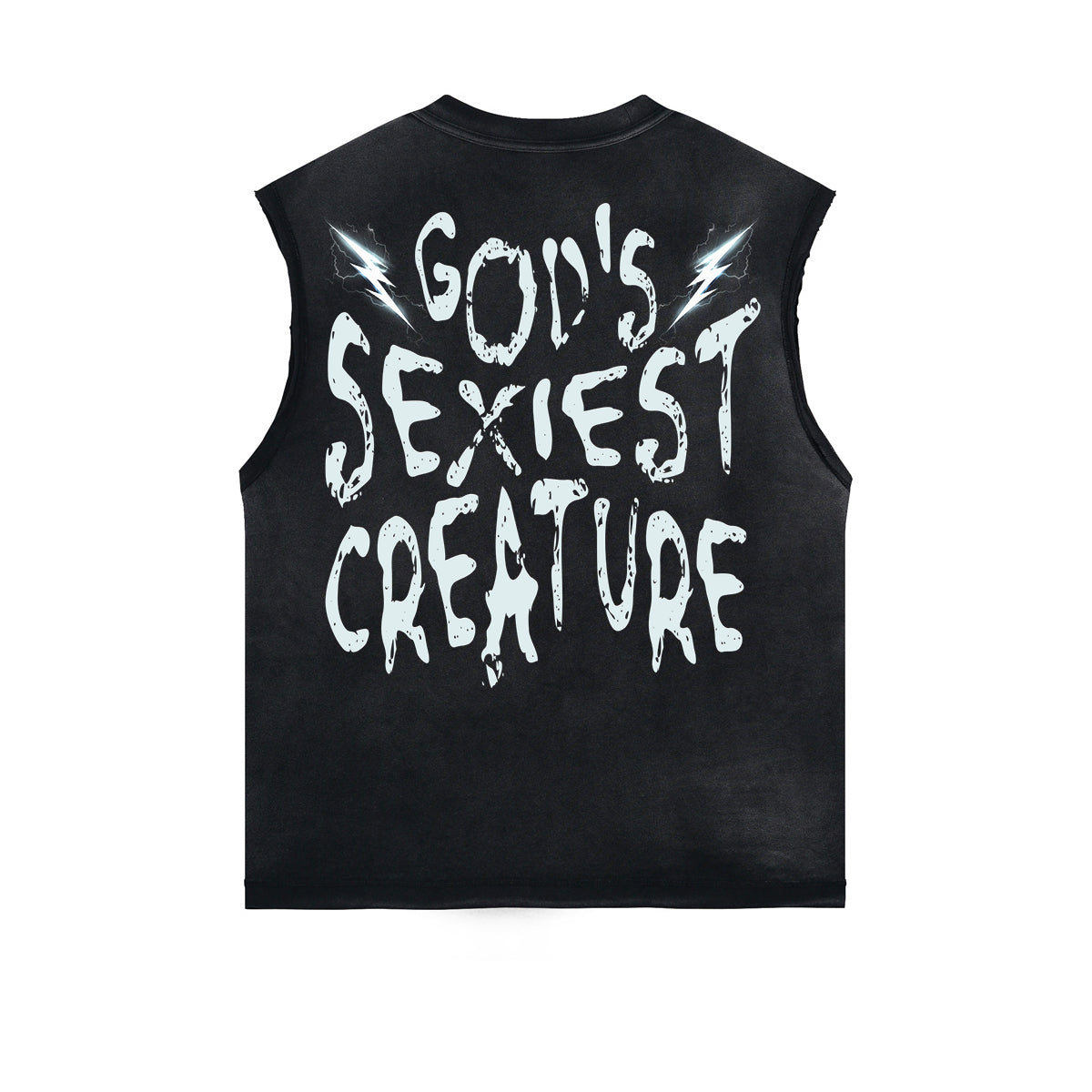 Distressed Bold Typography Sleeveless Tee