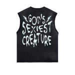 Distressed Bold Typography Sleeveless Tee