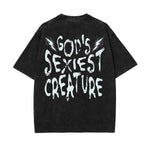 Stone-Washed Bold Typography Crewneck Tee