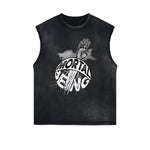 Distressed Bold Typography Sleeveless Tee
