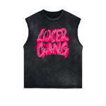 Distressed Bold Typography Sleeveless Tee