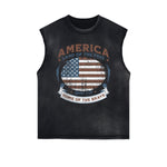 Distressed Bold Typography Sleeveless Tee