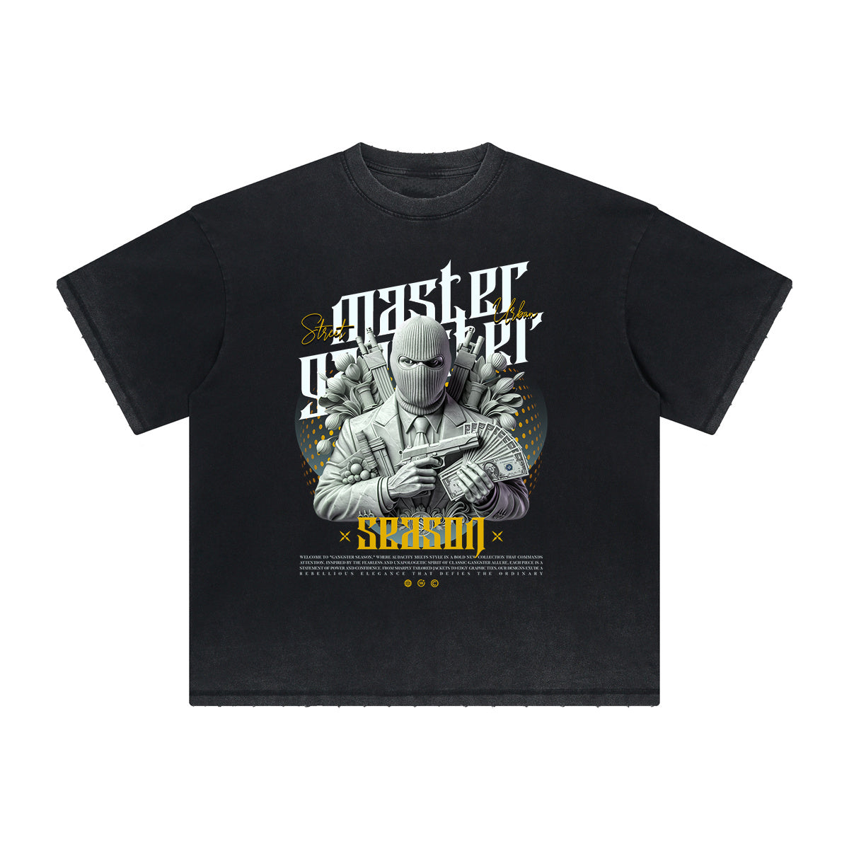 Vintage Frayed Mystery Mask Pattern Tee