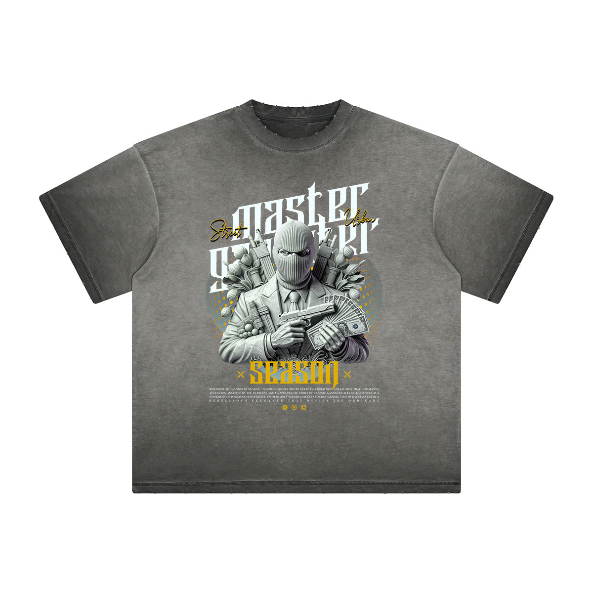 Heavy Faded Mystery Mask Graphic T Shirt