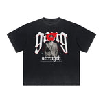 Vintage Frayed Mystery Mask Pattern Tee