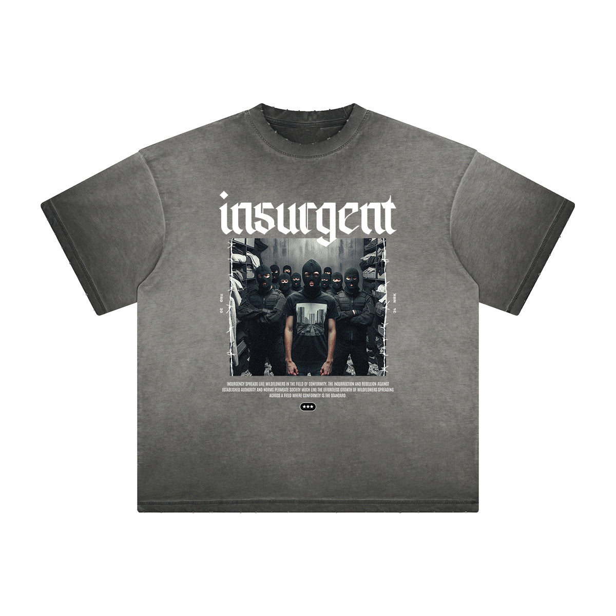 Heavy Faded Mystery Mask Graphic T Shirt