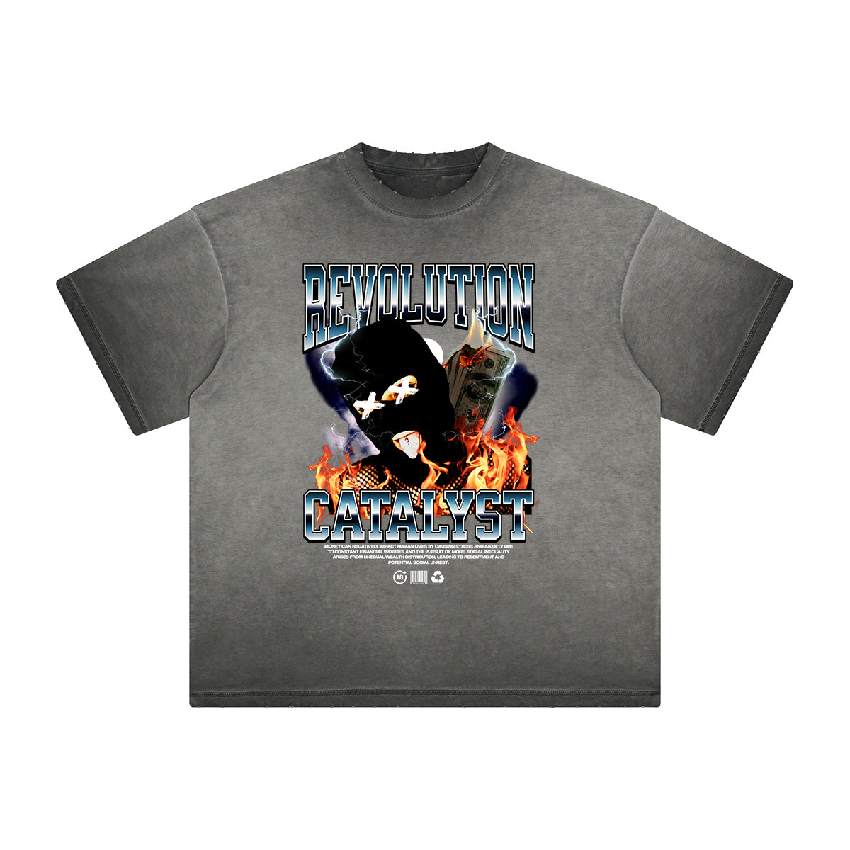 Heavy Faded Mystery Mask Graphic T Shirt