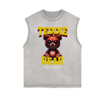 Frayed Edge Creepy Bear Graphic Tank Top
