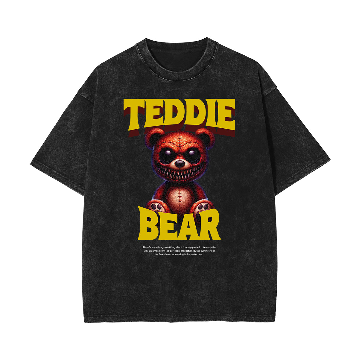 Washed Creepy Bear Graphic Cotton Tee