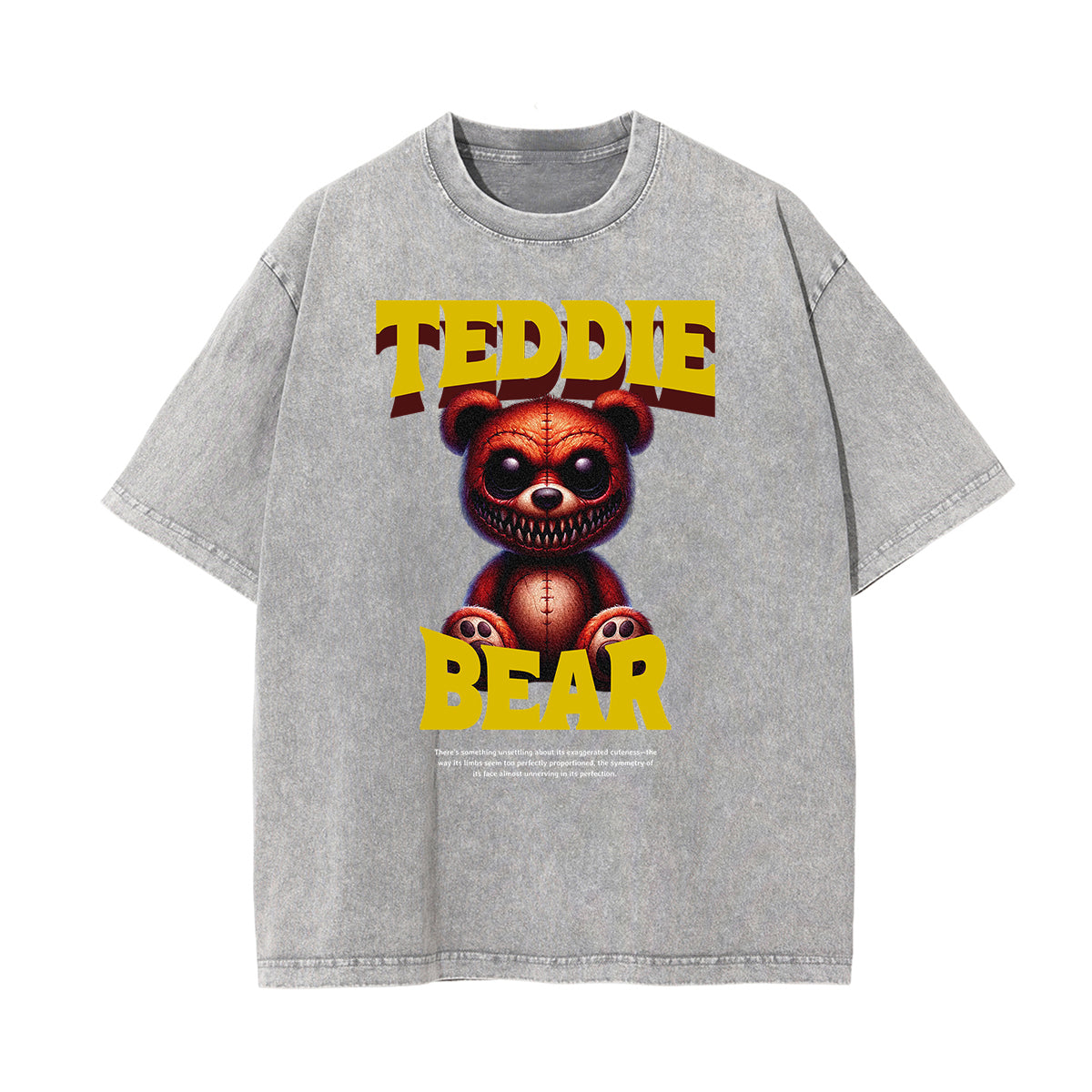 Stone Wash Creepy Bear Graphic T-Shirt