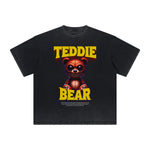 Heavy Faded Creepy Bear Graphic T Shirt
