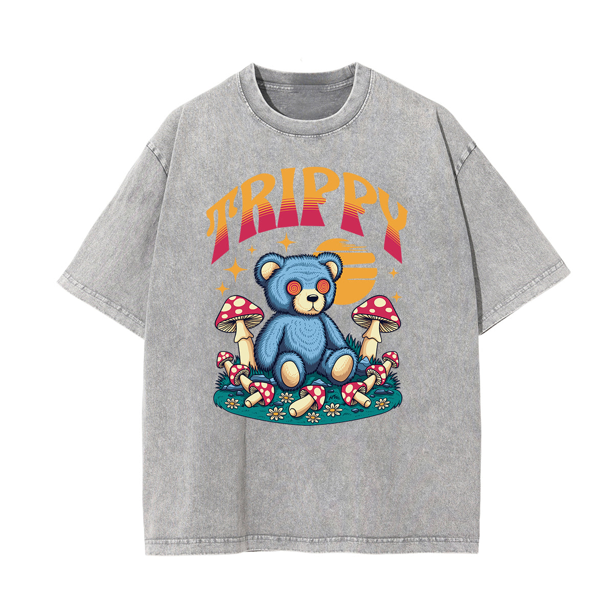 Stone Wash Creepy Bear Graphic T-Shirt
