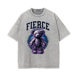 Stone Wash Creepy Bear Graphic T-Shirt