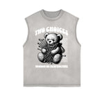 Frayed Edge Creepy Bear Graphic Tank Top
