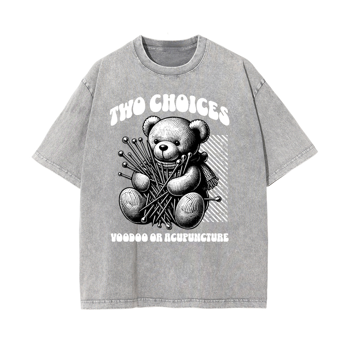 Stone Wash Creepy Bear Graphic T-Shirt