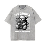 Stone Wash Creepy Bear Graphic T-Shirt