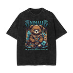 Washed Creepy Bear Graphic Cotton Tee