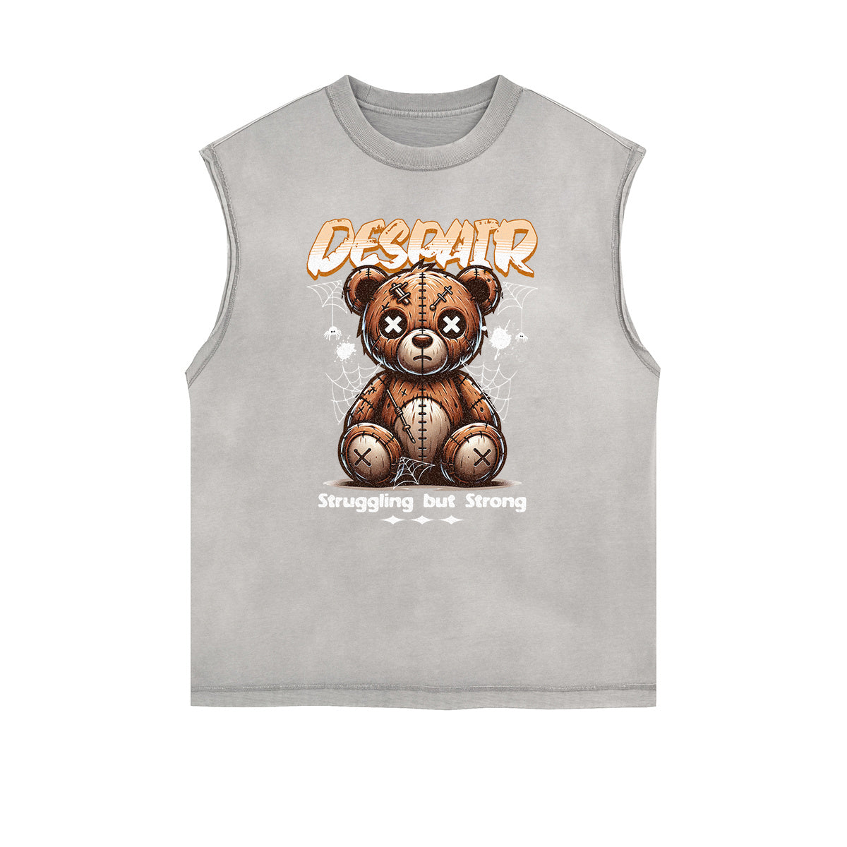Frayed Edge Creepy Bear Graphic Tank Top