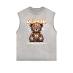 Frayed Edge Creepy Bear Graphic Tank Top