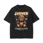 Washed Creepy Bear Graphic Cotton Tee