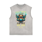 Frayed Edge Creepy Bear Graphic Tank Top