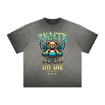 Vintage Frayed Creepy Bear Pattern Tee