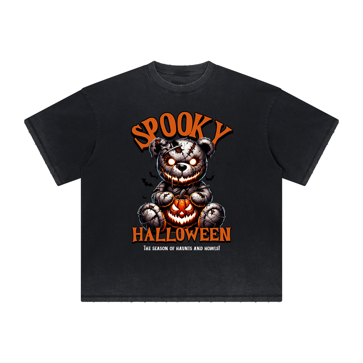 Heavy Faded Creepy Bear Graphic T Shirt