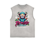 Frayed Edge Creepy Bear Graphic Tank Top