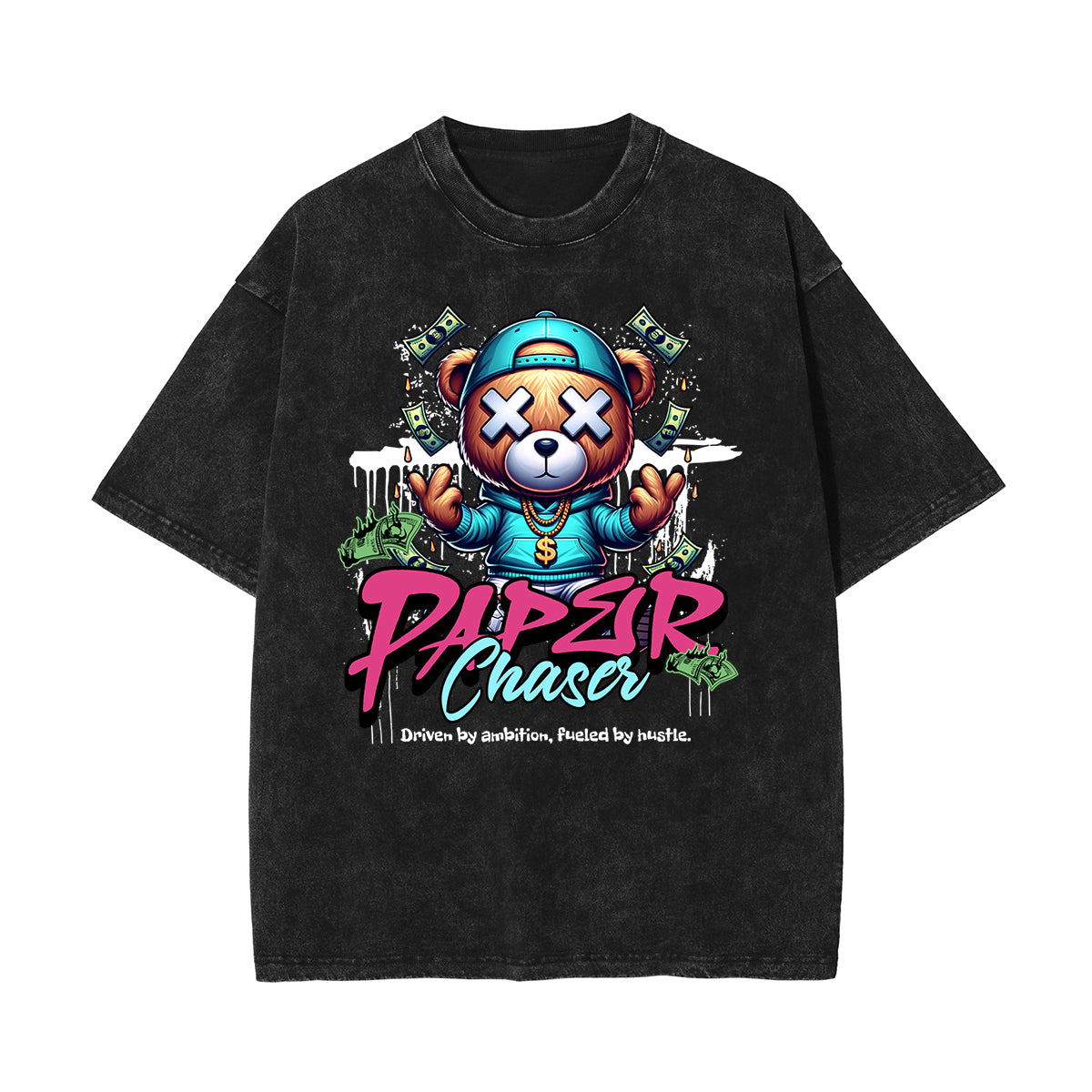 Washed Creepy Bear Graphic Cotton Tee