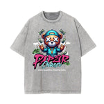 Stone Wash Creepy Bear Graphic T-Shirt