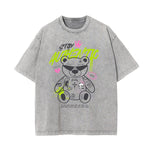 Stone Wash Creepy Bear Graphic T-Shirt