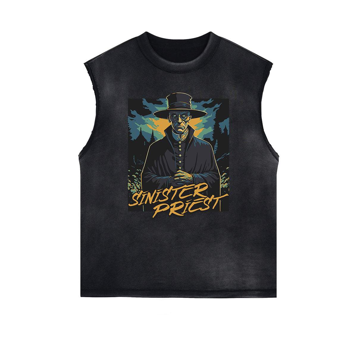 Sleeveless Distressed Dark Aesthetic Tee