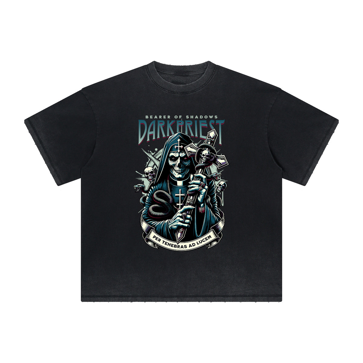 Vintage-Style Frayed Dark Aesthetic Tee
