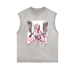 Dark Aesthetic Frayed-Edge Tank Top