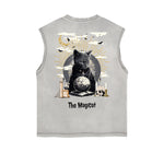 Dark Aesthetic Frayed-Edge Tank Top