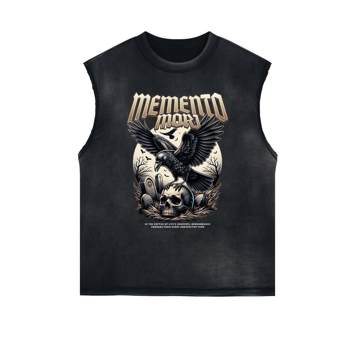 Sleeveless Distressed Dark Aesthetic Tee